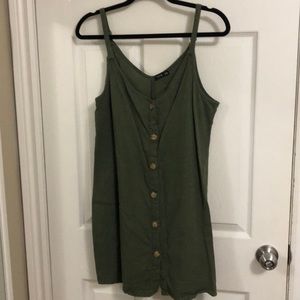 Green linen dress